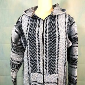 Vel-Mex Jacket Blue Cozy Beach Hoodie Sz XL Zip Front Pockets